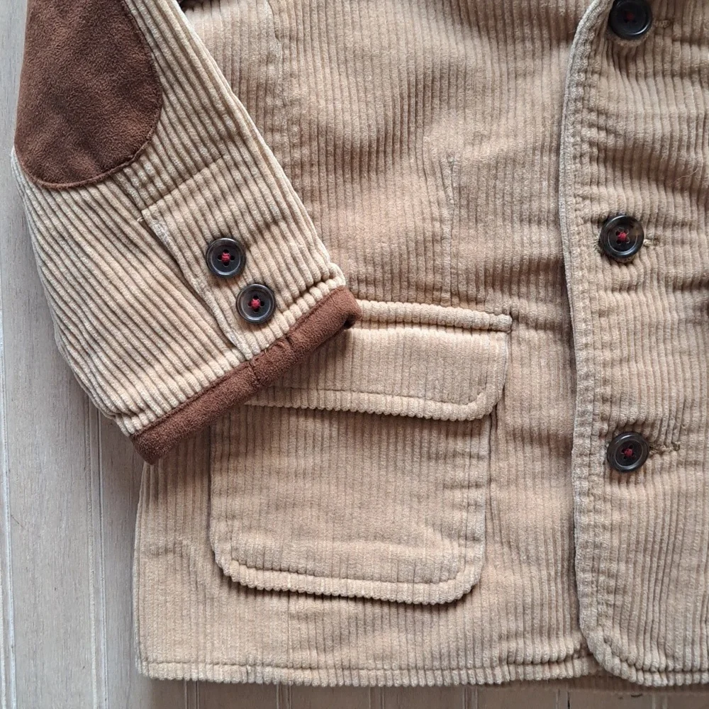 Baby Gap Toddler Tan Corduroy Blazer Jacket Elbow Patch Classic Vintage Preppy - Picture 3 of 11